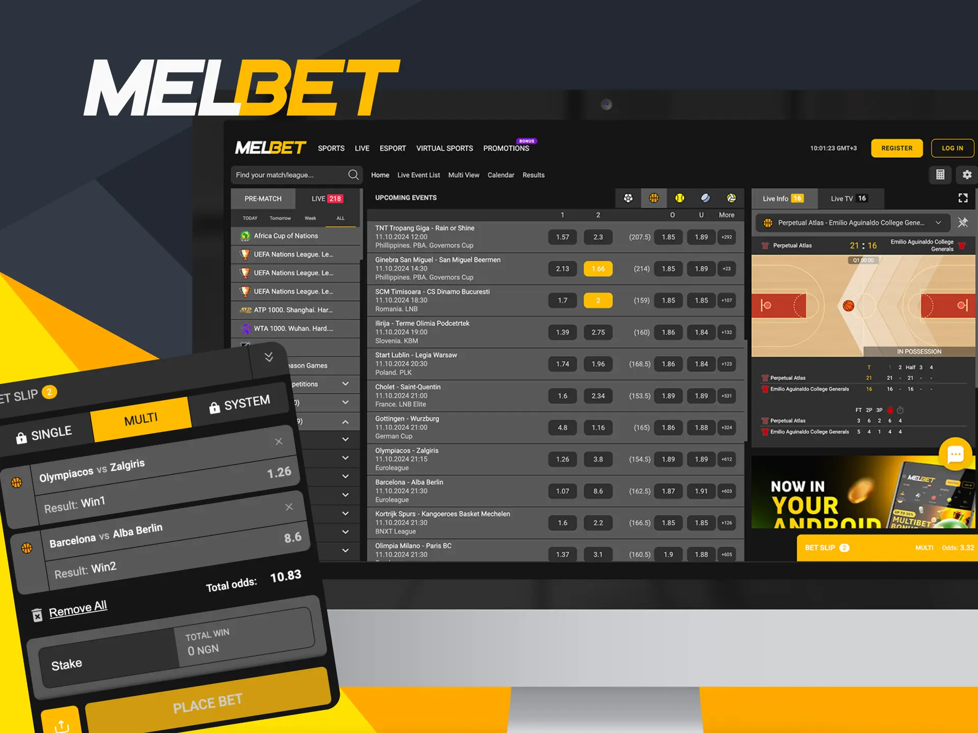 On the Melbet platform, players can choose different types of bets for a particular strategy.