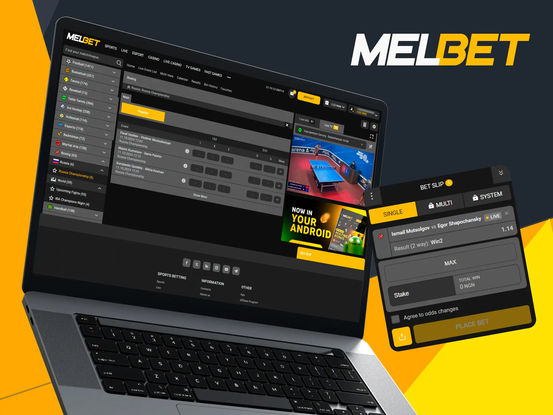 Melbet gives its players the opportunity to place real-time bets on boxing matches.