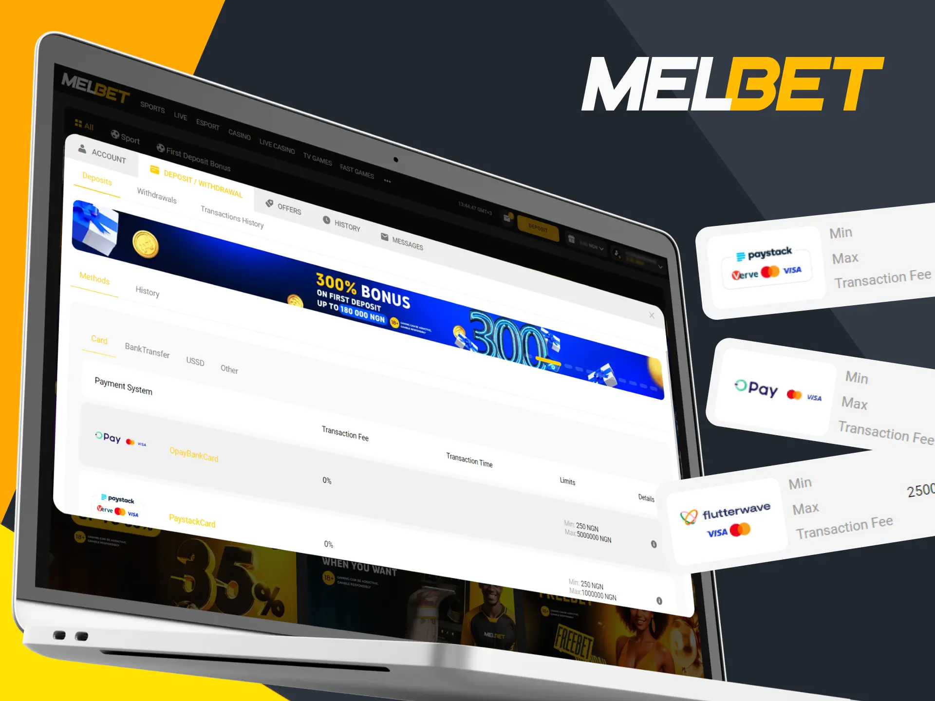 Choose the best payment system to deposit money into your Melbet account.