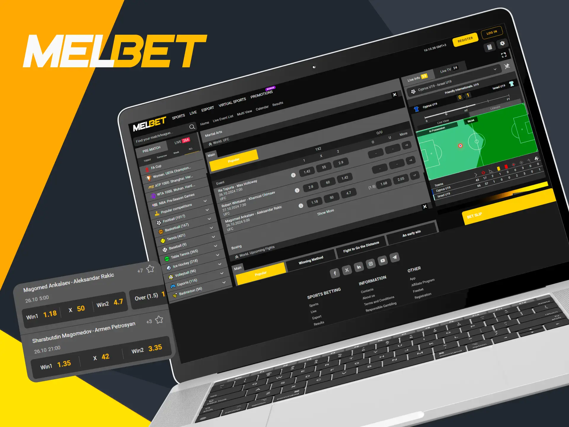 Melbet offers bets on UFC.