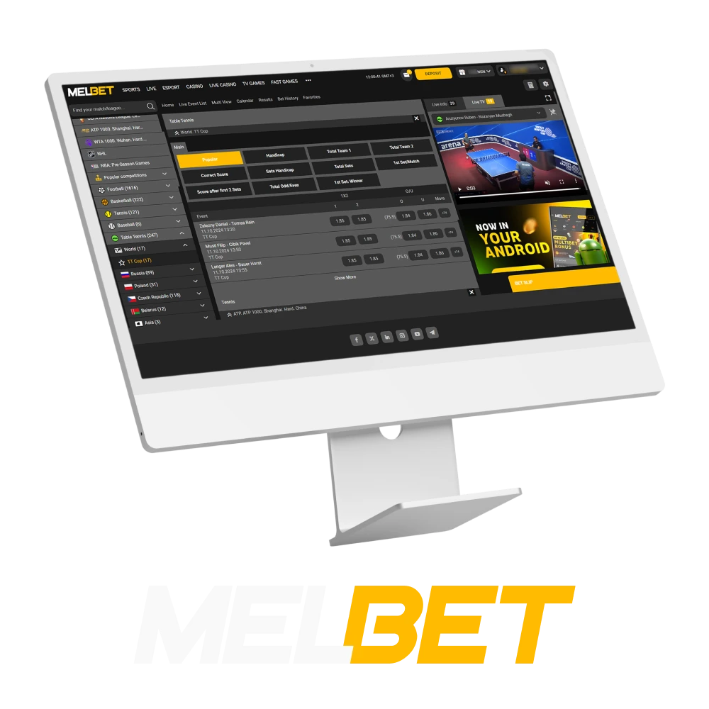 Melbet Bookmaker is a well-known table tennis betting platform in Nigeria.