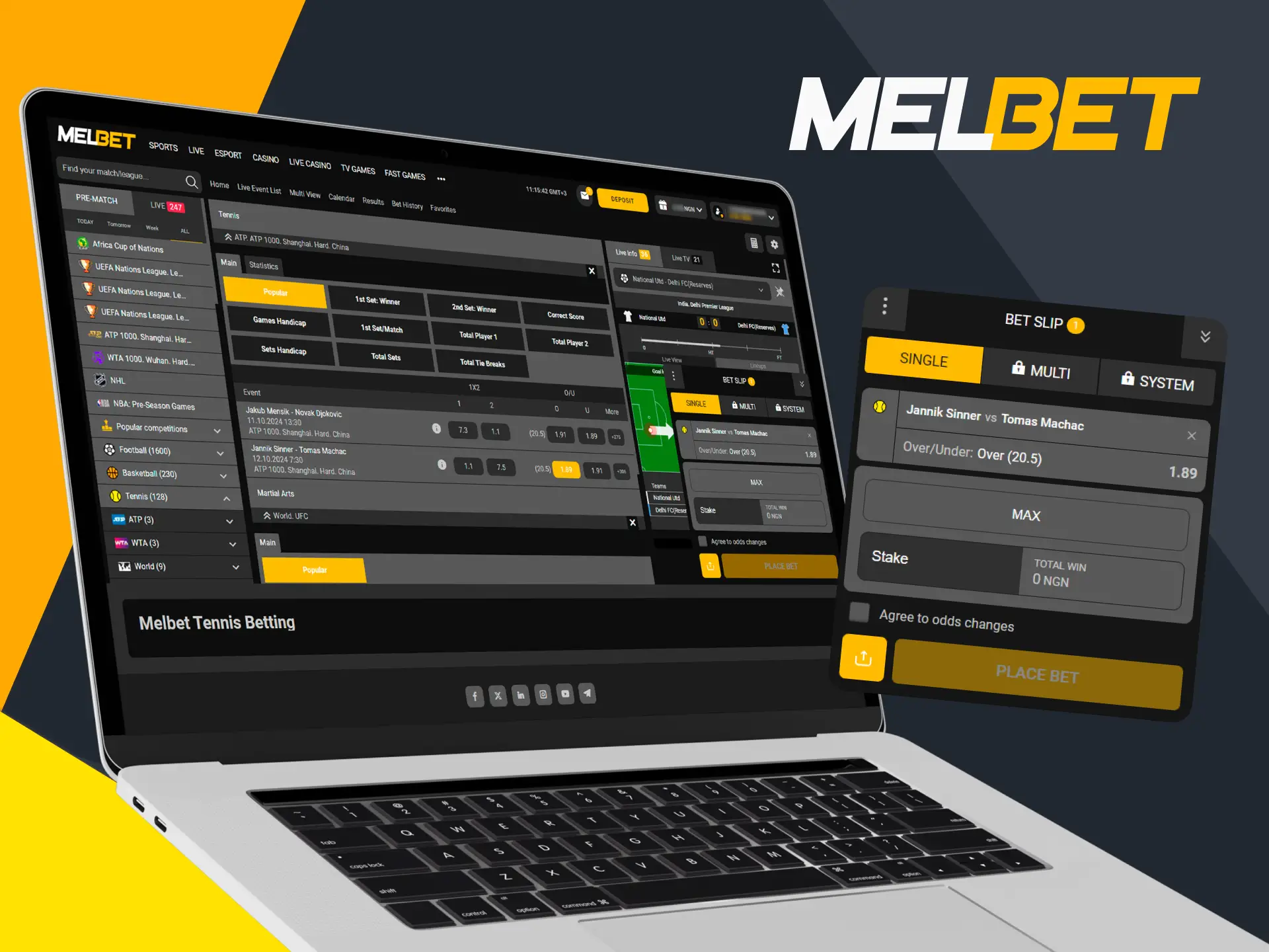 Users can choose from the different types of bets available at Melbet.