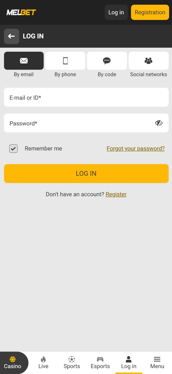 Sign in from your mobile browser to access JetX through Melbet.